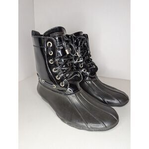 Sperry Top Sider Womens Saltwater Black Waterproof Rubber Rainboots Size 9